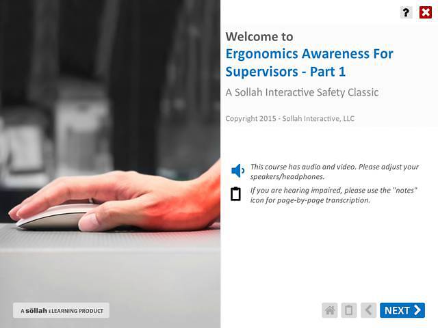 Ergonomics Awareness For Supervisors™ - Part 1